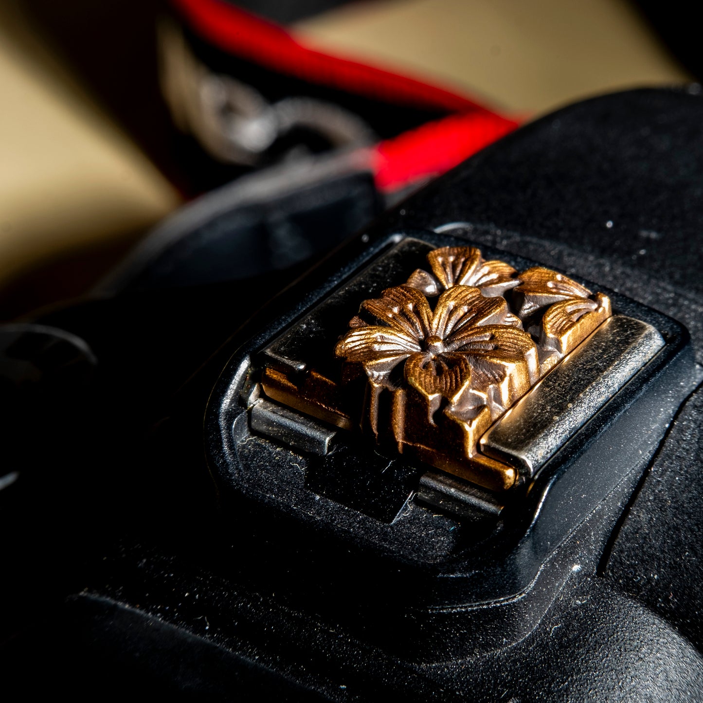 Cherry Blossom Embossed Camera Hot Shoe Cover Gold