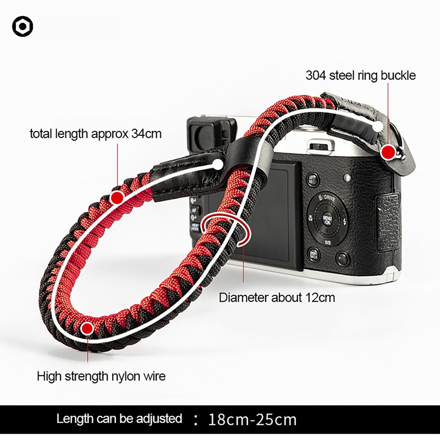 Adjustable Quick Release Nylon Camera Wrist Strap Red