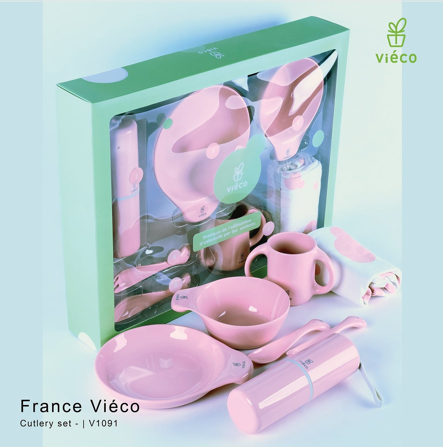 Viéco green colour eco-friendly 7-piece tableware set - starcopia design store